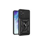 Canpay Samsung Galaxy A54 Uyumlu Kılıf, Sürgülü Kamera Korumalı, Manyetik Yüzük Standlı, Zırh Tank Kapak, Siyah
