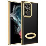 Canpay Samsung Galaxy S22 Ultra Kılıf Case, Logo Serisi, Şeffaf, Kamera Korumalı, Renkli Çizgi Tasarım