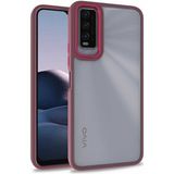 Canpay Vivo Y20 Case Kılıf Case, Kamera Lens Korumalı Elektroplatin Kaplama Sert Pc Koruyucu Colourful Platinum Serisi - Kırmızı
