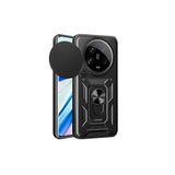Canpay Xiaomi Mi 13 Ultra Uyumlu Kılıf, Sürgülü Kamera Korumalı, Manyetik Yüzük Standlı, Zırh Tank Kapak, Siyah