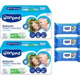 Canped Belbantlı Yetişkin Hasta Bezi M (85-125CM) 30'lu 2 Paket 60 Adet + Vücut Temizleme Mendili