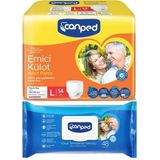Canped Emici Külot Pants Yetişkin Bezi L - Büyük - Large 14 Adet - Temizleme Havlusu (2Li Set)