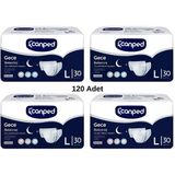 Canped Gece Belbantlı Yetişkin Hasta Bezi Büyük Boy (L) 120 Adet 4 Paket