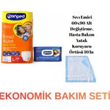 Canped Hasta Bakım Seti L Bdn 24LÜ Hasta Bezi Emci Külot + 10’lu Yatak Kryc+ 48’li Vücut Tmzlm Hvls - Beyaz