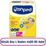 Canped L Beden Yoğun Mesane Pedi 20X4 80 Adet Cilt Dostu Özellik ile Beyaz Renk