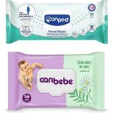 Canped Perine Bölgesi Temizleme Havlusu 50'li+Canbebe Islak Havlu 56'lı