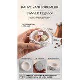 CANSEB Elegance TaşTozu - 7x7cm - Desenli Kahve Yanı Küçük Lokumluk Tabağı - 1 Adet