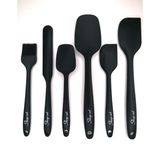 Canset Shop-Set Isıya Dayanıklı Yanmaz Yapışmaz Silikon Spatula Seti 6 Parça -Siyah