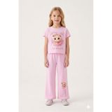 Cansın Mini Açık Pembe Ballerin Baskılı Geniş Paça Taytlı Kız Çocuk 2li Takım 23800