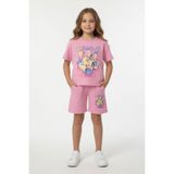 Cansın Mini Açık pembe Girls Baskılı Kız Çocuk Şortlu Tişörtlü 2li Takım 23908