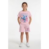 Cansın Mini Açık Pembe Simli Karakter Baskılı Tişörtlü Kız Çocuk Şortlu 2li Takım 23920 - 7 - 8 Yaş