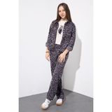 Cansın Mini Antrasit Leopar Desenli Ceketli ve Pantolonlu Kız Çocuk Badili 3lü Takım 23549 - 8 - 9 Yaş
