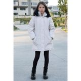 Cansın Mini Bej Çıtçıtlı Cepli Esnek Bel İçi Kürklü Kız Çocuk Kapüşonlu Mont 21302