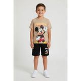 Cansın Mini Bej Erkek Çocuk Mickey Fare Baskılı Şortlu 2li Takım 23969 - 7 - 8 Yaş