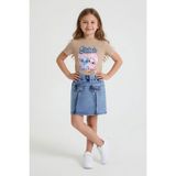 Cansın Mini Bej Kalpli Karakter Baskılı Badili Jean Etekli Kız Çocuk Takım 24098 - 2 - 3 Yaş