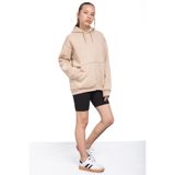 Cansın Mini Bej Kanguru Cepli Basic Şardonlu Kız Çocuk Kapüşonlu Sweatshirt 21209