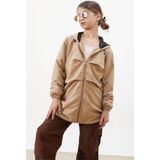 Cansın Mini Bej Kapüşonlu Fermuarlı Kız Çocuk Paraşüt Ceket 18498 - 8 - 9 Yaş - Regular Fit