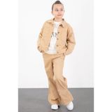 Cansın Mini Bej Kolları Star Taşlı Jean Ceketli Kız Çocuk 3lü Alt Üst Takım 23427 - 9 - 10 Yaş