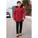 Cansın Mini Bordo Çıtçıtlı Göğüs Cepli İçi Kürklü Erkek Çocuk Kapüşonlu Mont 21350