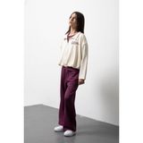 Cansın Mini Bordo Kız Çocuk Fermuarlı Hırkalı Yazı Baskılı Geniş Paça Pantolonlu 3lü Takım 24836 - 12 - 13 Yaş
