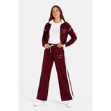 Cansın Mini Bordo Kız Çocuk Taşlı Dik Yaka Hırkalı Geniş Paça 3lü Alt Üst Takım 24744 - 11 - 12 Yaş