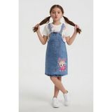 Cansın Mini Ekru Kalpli Balerin Desenli Badili Jean Salopetli Kız Çocuk Takım 24087 - 3 - 4 Yaş