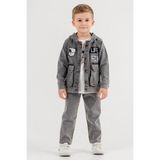 Cansın Mini Füme Yazılı Jean Ceketli Pantolonlu Erkek Çocuk Tişörtlü 3lü Takım 18174 - 1 - 2 Yaş