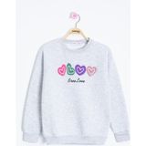 Cansın Mini Gri Kalp Nakışlı Bisiklet Yaka Kız Çocuk Şardonlu Sweatshirt 23252 - 3 - 4 Yaş
