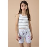 Cansın Mini Gri Patili Cute Baskılı Kız Çocuk Beli Lastikli Şort 20727