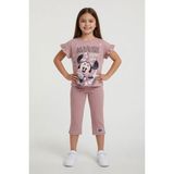 Cansın Mini Gül Kurusu Minnie Desenli Tişörtlü Fitilli Pantolonlu Kız Çocuk Alt Üst Takım 23835 - 3 - 4 Yaş
