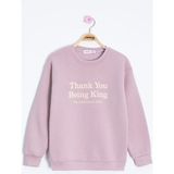 Cansın Mini Gül Kurusu Yazı Baskılı Bisiklet Yaka Kız Çocuk Şardonlu Sweatshirt 23259 - 5 - 6 Yaş