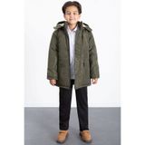 Cansın Mini Haki İçi Kürklü Çıkarılabilir Kapüşonlu Basic Erkek Çocuk Şişme Mont 21438