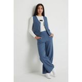 Cansın Mini Indigo Cepli Keten Yelekli Yüksek Bel Pantolonlu Badili Kız Çocuk Takım 24572 - 10 - 11 Yaş