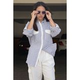 Cansın Mini Indigo Kız Çocuk Çizgili Gömlekli Kargo Pantolonlu 2'li Takım 23298 - 8 - 9 Yaş