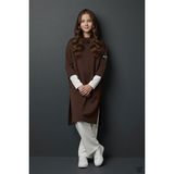 Cansın Mini Kahverengi Kapüşonlu Tunik Elbiseli Pantolonlu Kız Çocuk 3lü Takım 24747 - 11 - 12 Yaş