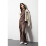 Cansın Mini Kahverengi Kız Çocuk Fermuarlı Hırkalı Yazı Baskılı Geniş Paça Pantolonlu 3lü Takım 24835 - 13 - 14 Yaş