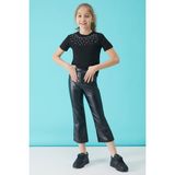Cansın Mini Kız Çocuk Incili T-Shirt ve Taytlı Takım 15103 - Siyah - 2 - 3 Yaş