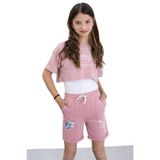Cansın Mini Koyu Pembe Patili Cute Baskılı Kız Çocuk Beli Lastikli Şort 20758
