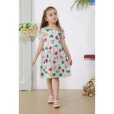 Cansın Mini Krem Kalp Baskılı Kısa Kollu Kız Çocuk Elbise 18782 - 2 - 3 Yaş