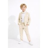 Cansın Mini Krem Keten Ceket ve Pantolonlu Erkek Çocuk Papyonlu 4lü Takım Elbise 24073 - 1 - 2 Yaş - Siyah