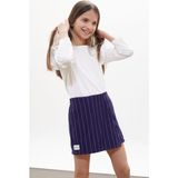 Cansın Mini Lacivert Çizgili Şort Etekli Volanlı Badili Kız Çocuk Takım 18270 - 5 - 6 Yaş