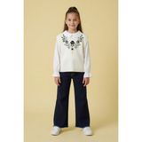 Cansın Mini Lacivert Gül Desenli Süveterli Gömlekli Kız Çocuk Jean Pantolonlu 3lü Takım 24108 - 8 - 9 Yaş