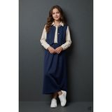 Cansın Mini Lacivert Kız Çocuk Sıfır Kol Yelekli Gömlek Yaka Elbise Takımı 24751 - 13 - 14 Yaş