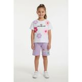 Cansın Mini Lila Çiçek Desenli Tişörtlü Kız Çocuk Şortlu 2 Takım 23852