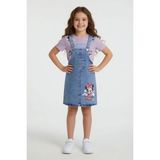Cansın Mini Lila Çiçekli Minnie Desenli Badili Jean Salopetli Kız Çocuk Takım 24090 - 3 - 4 Yaş