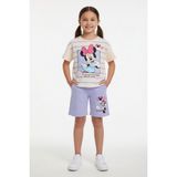 Cansın Mini Lila Çizgi Desenli Karakter Baskılı Kız Çocuk Tişörtlü Şortlu Takım 23869 - 5 - 6 Yaş