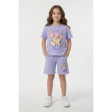Cansın Mini Lila Girls Baskılı Kız Çocuk Şortlu Tişörtlü 2li Takım 23855 - 4 - 5 Yaş