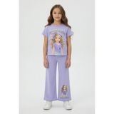 Cansın Mini Lila Kız Karakter Baskılı Geniş Paça Pantolonlu 2li Kız Çocuk Takım 23802 - 4 - 5 Yaş