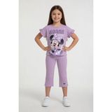 Cansın Mini Lila Minnie Desenli Tişörtlü Fitilli Pantolonlu Kız Çocuk Alt Üst Takım 23834 - 4 - 5 Yaş