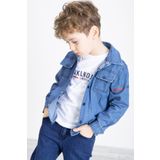 Cansın Mini Mavi Bisiklet Yaka Tişörtlü Sırtı Baskılı Erkek Çocuk Jean Gömlek 20094